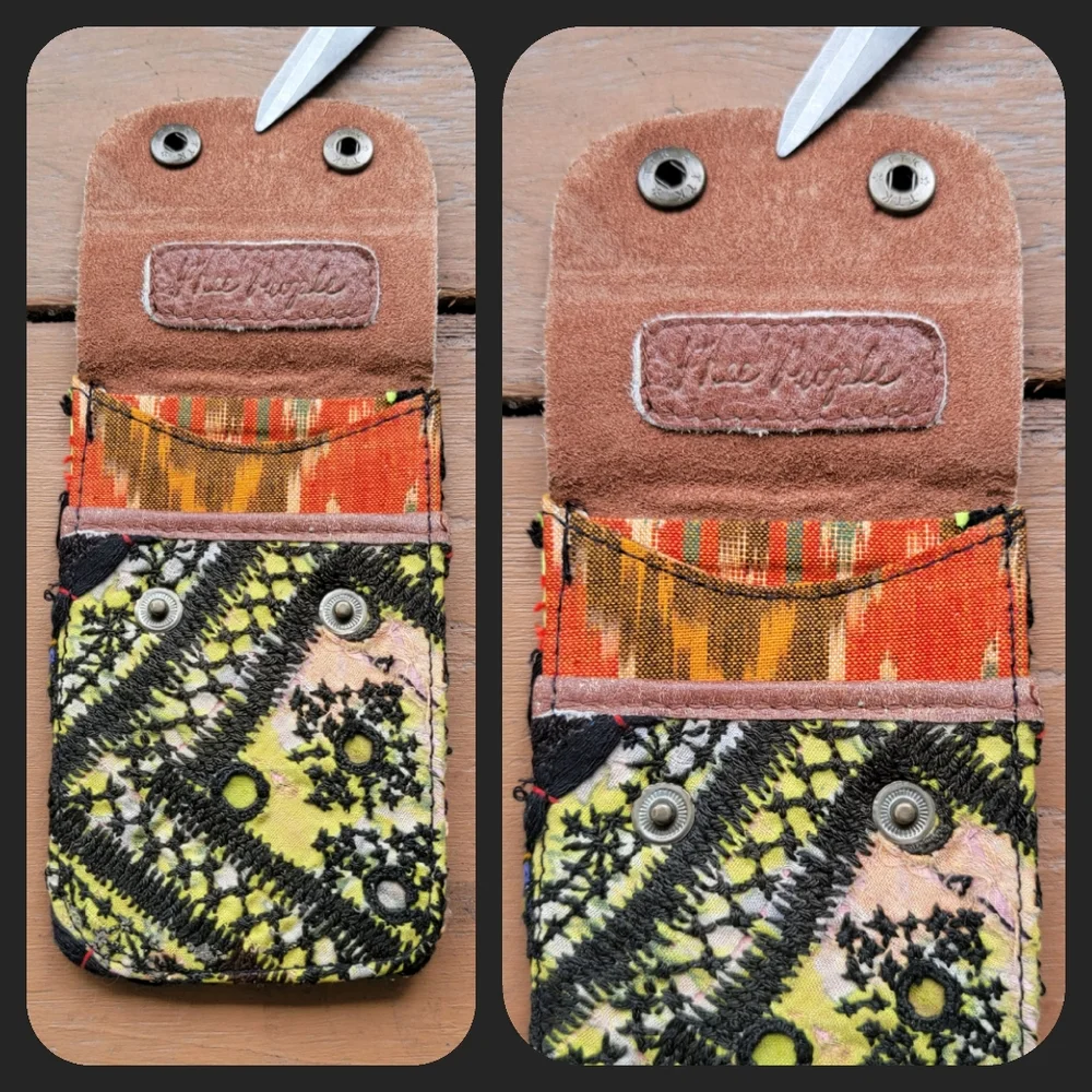 🍄🪬 Free People Boho Embroidered Repurposed vtg banjara hippie Wallet card case